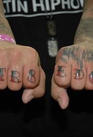 Personalitat del dit colorit patró de tatuatge en alfabet anglès