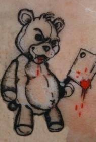 Evil teddy bear and axe tattoo pattern