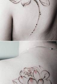 Vyriškas nugaros populiarus pop ink lotus tatuiruotės modelis