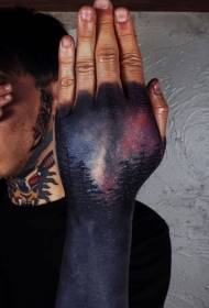 Hånd-tilbage ny stil mørk nat skov farve tatovering