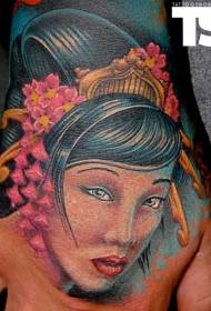 ມືກັບຄືນໄປບ່ອນກາຕູນໂຮງຮຽນເກົ່າກາຕູນສີ geisha avatar ຮູບແບບ tattoo