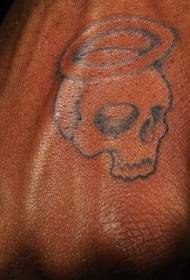 手黒のミニマルなスカルのタトゥーパターン