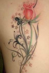 Beautiful and popular back rose tattoo pattern