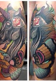 Leg new style colorful unicorn tattoo pattern