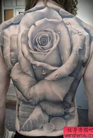 Super handsome black gray rose tattoo pattern