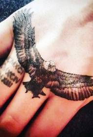 Hand back color realistic eagle tattoo pattern