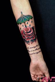 Delicate red rose umbrella creative tattoo pictures