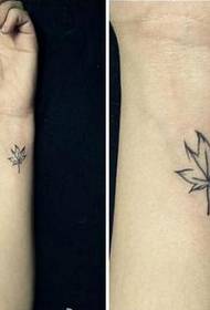 Beautiful hand fashion good looking maple leaf tattoo pattern picture