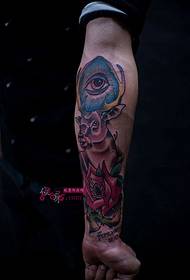 Creative God's Eye with Deer Flower Arm Tattoo Picture