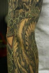 Flower arm warrior dragon tattoo pattern