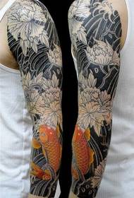 Flower arm tattoo pattern picture of squid and flower