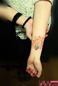 Creative triangle light bulb wrist tattoo picture