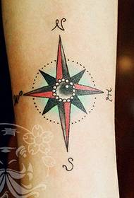 Espectáculo de tatuaxes, recomenda un patrón de tatuaxe de compás de brazo