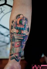 Cloud Midway Road Lighthouse Creative Tattoo Picture