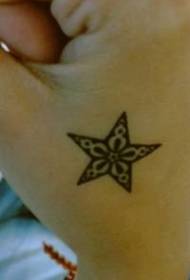 Tangan sungut maung geuning pola tato bentang lima nunjuk