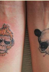 Personality wrist beautiful cartoon panda monkey tattoo pattern picture