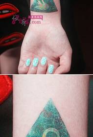Personality triangle swan wrist tattoo picture