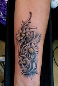 Female wrist beautiful black gray daisy tattoo picture picture
