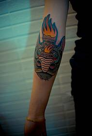 Creative tiger head torch tattoo picture