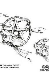 Pentagram, five-pointed star tattoo pattern