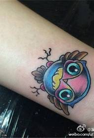 Wrist cartoon owl tattoo pattern