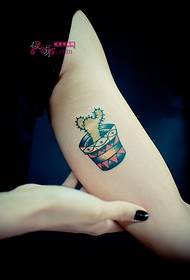Cute cactus small potted arm tattoo picture
