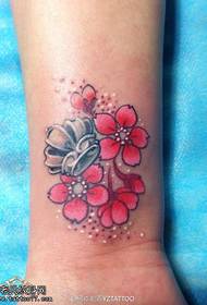 Wrist color cherry blossom crown tattoo pattern