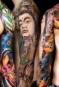 Personality traditional flower arm Guanyin squid tattoo pattern picture