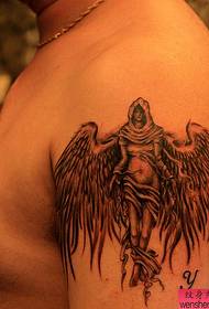 a big arm angel tattoo pattern