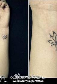 Small fresh hand maple leaf tattoo works