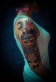 Creative Flower Arm Owl Fashion Tattoo Picture