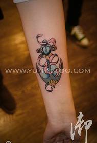 Wrist color anchor tattoo picture