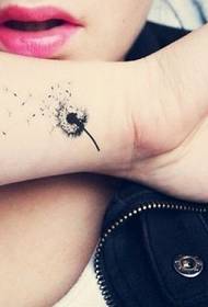 Female small fresh wrist dandelion tattoo pattern picture