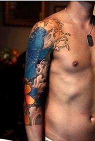 Personality fashion male big arm classic good looking fish tattoo picture