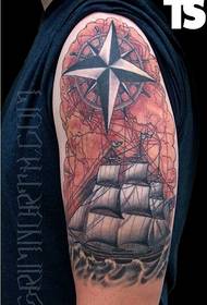 Arm personality sailing tattoo pattern picture