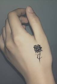 Hand back rose tattoo picture