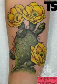 farshaxanka hal abuurka leh ee loo yaqaan 'cactus tattoo tattoo' ee gacanta ku jira