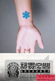 Girls wrist popular simple blue snowflake tattoo pattern