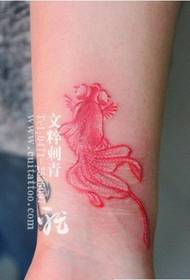 Hand red goldfish tattoo pattern picture