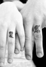 Personality couple hand snail tattoo small pattern