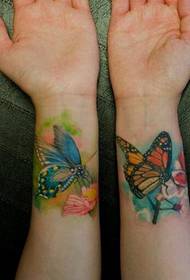 Beautiful looking colorful butterfly tattoo pattern picture on wrist