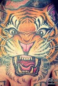 Popular back tiger head tattoo pattern