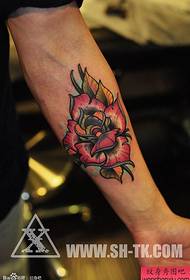 Hand colored rose tattoo pattern