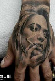 Hand smoking woman tattoo pattern