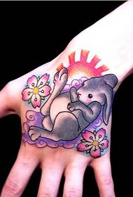 Beautiful hand back cute rabbit tattoo pattern picture picture