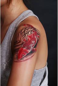 Beauty big arm fashion classic red koi tattoo pattern picture