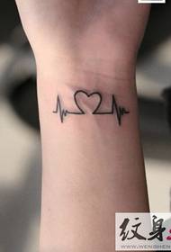 Plaukstas locītavas mazs, svaigs EKG tetovējums