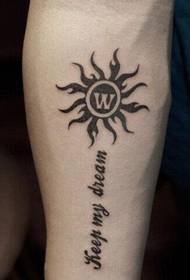 Faith and personality sun and totem arm tattoo pictures