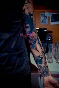 Art black gray creative flower arm tattoo picture