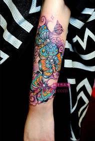 Flower arm flower butterfly tattoo picture